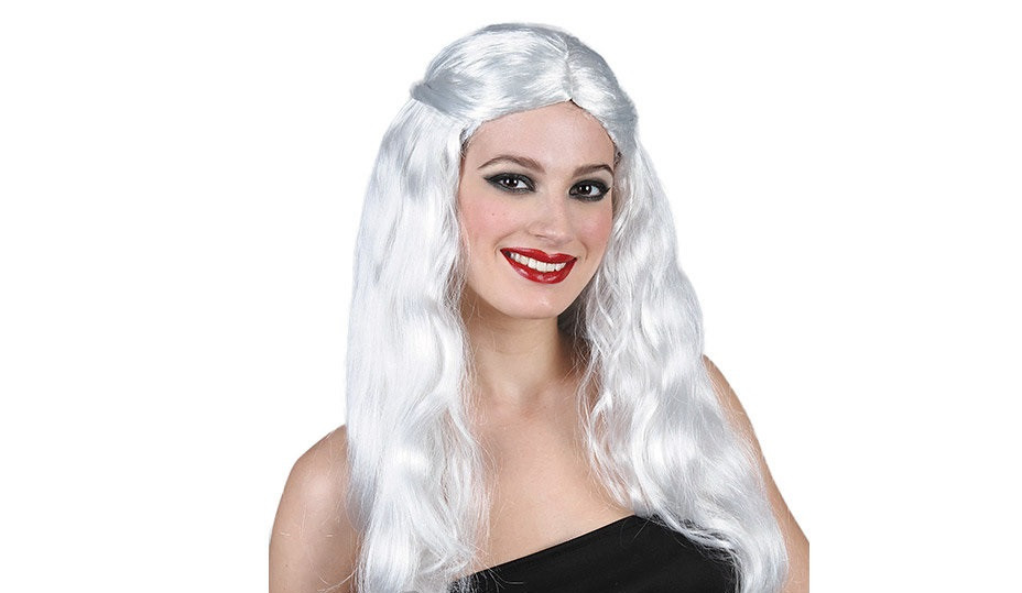 Перуку з довгим білим волоссям Снігова Королева 55 см