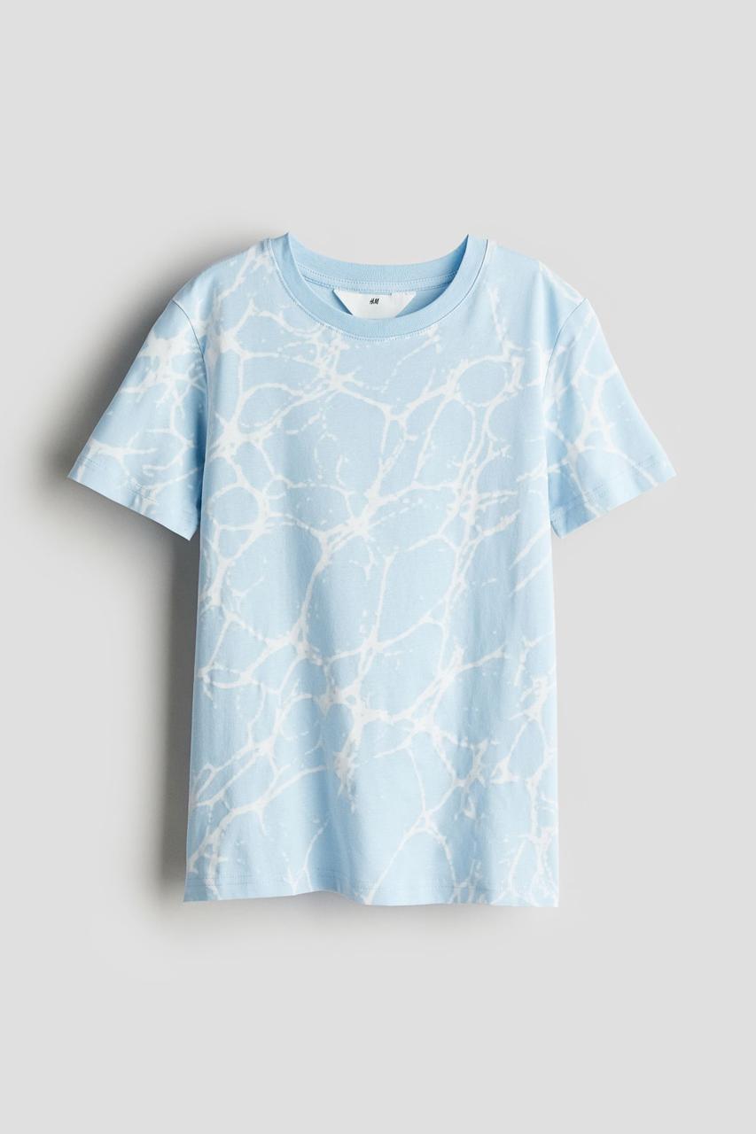 Футболка мармурова блакитного кольору H&M 134/140, 158/164см, фото 1