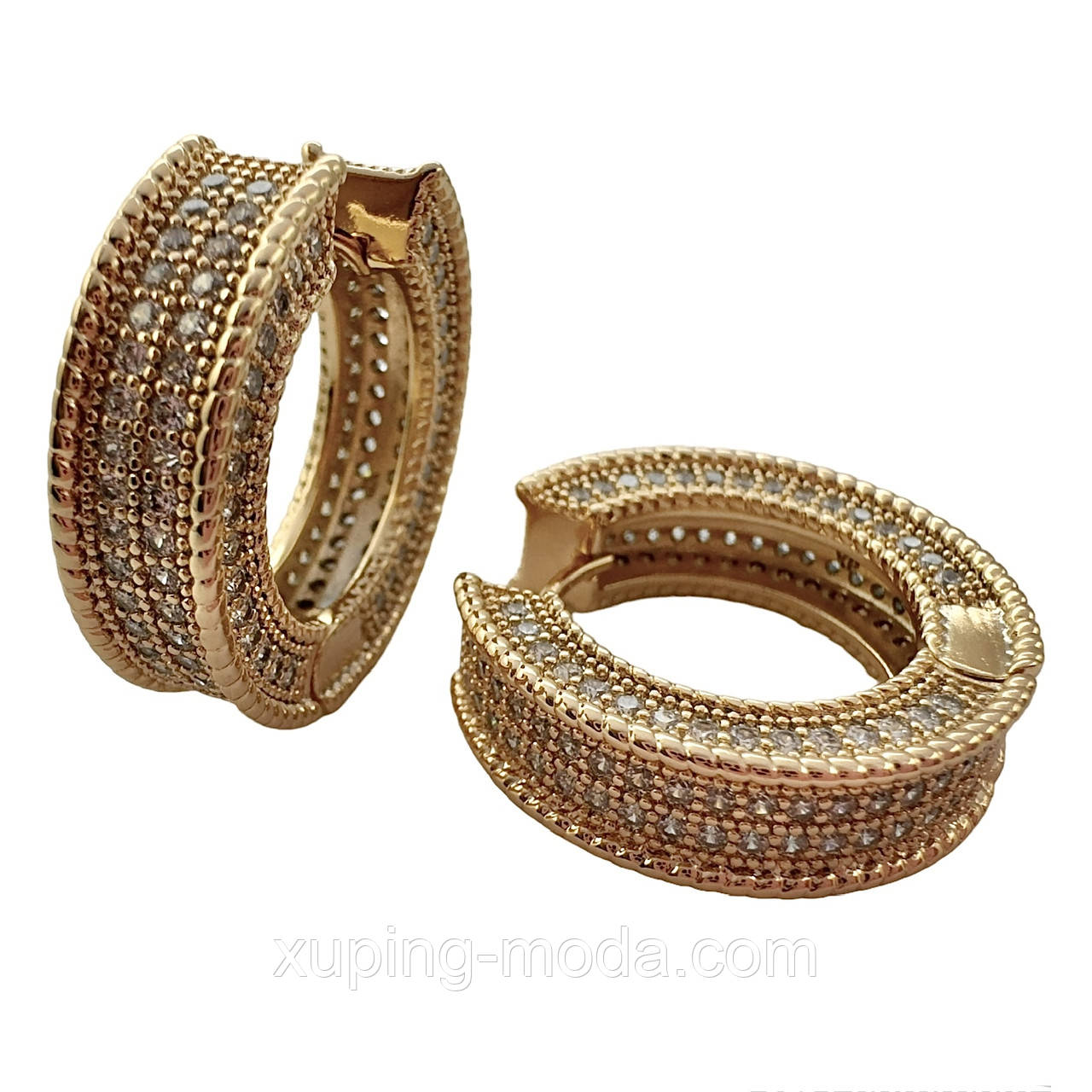 Сережки ксюпінг. 22х6 мм. 18 к, фото 1