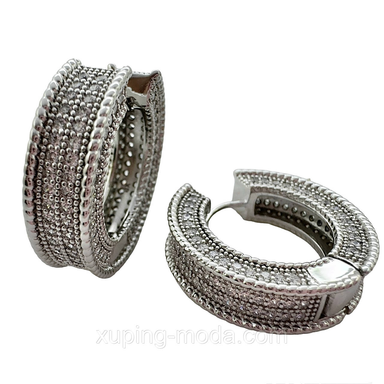 Сережки ксюпінг. 22х6 мм. Родій, фото 1