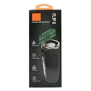 Портативна колонка Flip 6 Black — бездротова акустична система з потужним звуком, чорна, фото 2