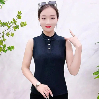 Майка під горло без рукавів американка чорного кольору 2XL