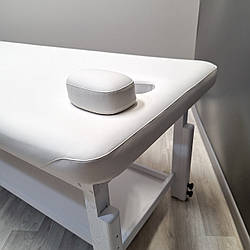 Професійний масажний стіл регулюванням висоти КР-8 WHITE стаціонарні масажні кушетки дерев'яні