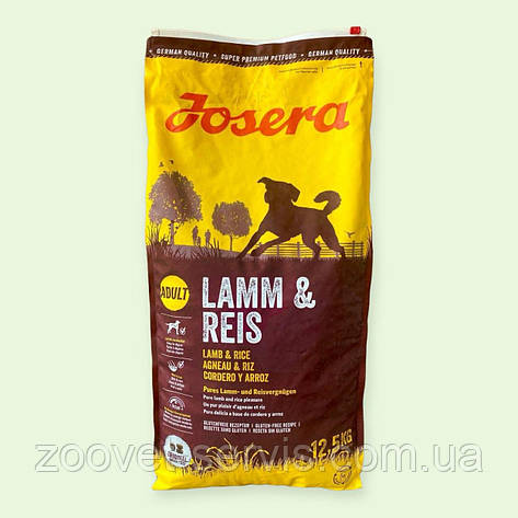 Корм для дорослих собак Йозера Josera Lamb & Rice на основі ягнятини й рису, мішок 12,5 кг, фото 1