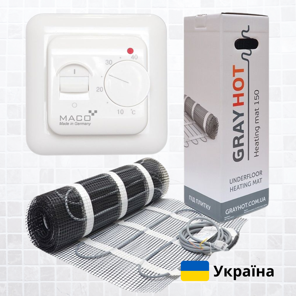 Нагрівальний мат GrayHot 150 (5.1 м.кв.- 752 Вт.) + механічний терморегулятор