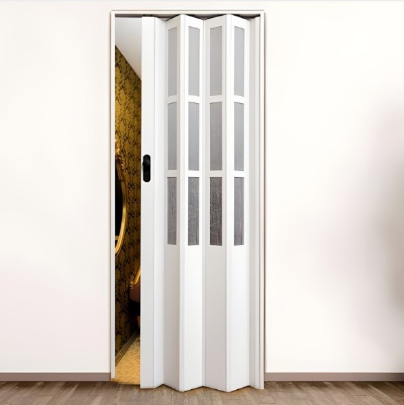 Двері гармошка полуостекленные міжкімнатні , біле дерево 86х203см. Двері Vіcі. Доставка, фото 1