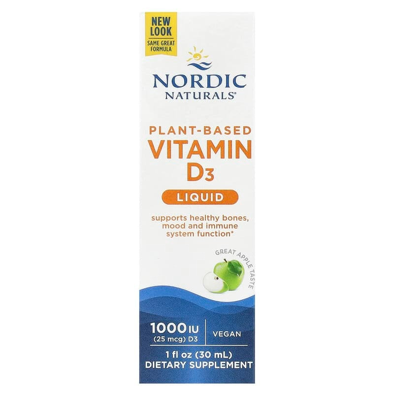 Веганський вітамін D3, Nordic Naturals "Vitamin D3 Vegan" зі смаком яблука, 1000 МО (30 мл)