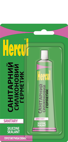 Санітарний силіконовий герметик в тюбику HERCUL SANITARY 50 мл білий, фото 1