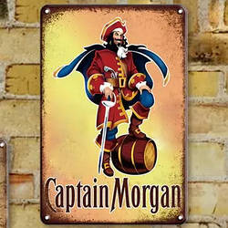 Металева табличка Captain Morgan RESTEQ 20х30см. Табличка Капітан Морган із металу