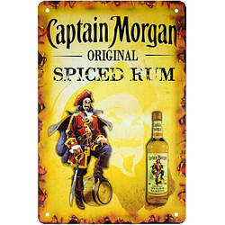 Табличка Captain Morgan Original Spiced Rum із металу RESTEQ 20х30см