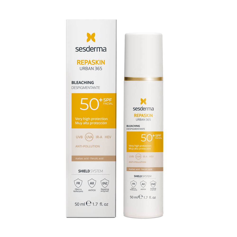 Депігментуючий сонцезахисний крем для обличчя SPF50 Sesderma Repaskin Urban 365 Despigmentante SPF50