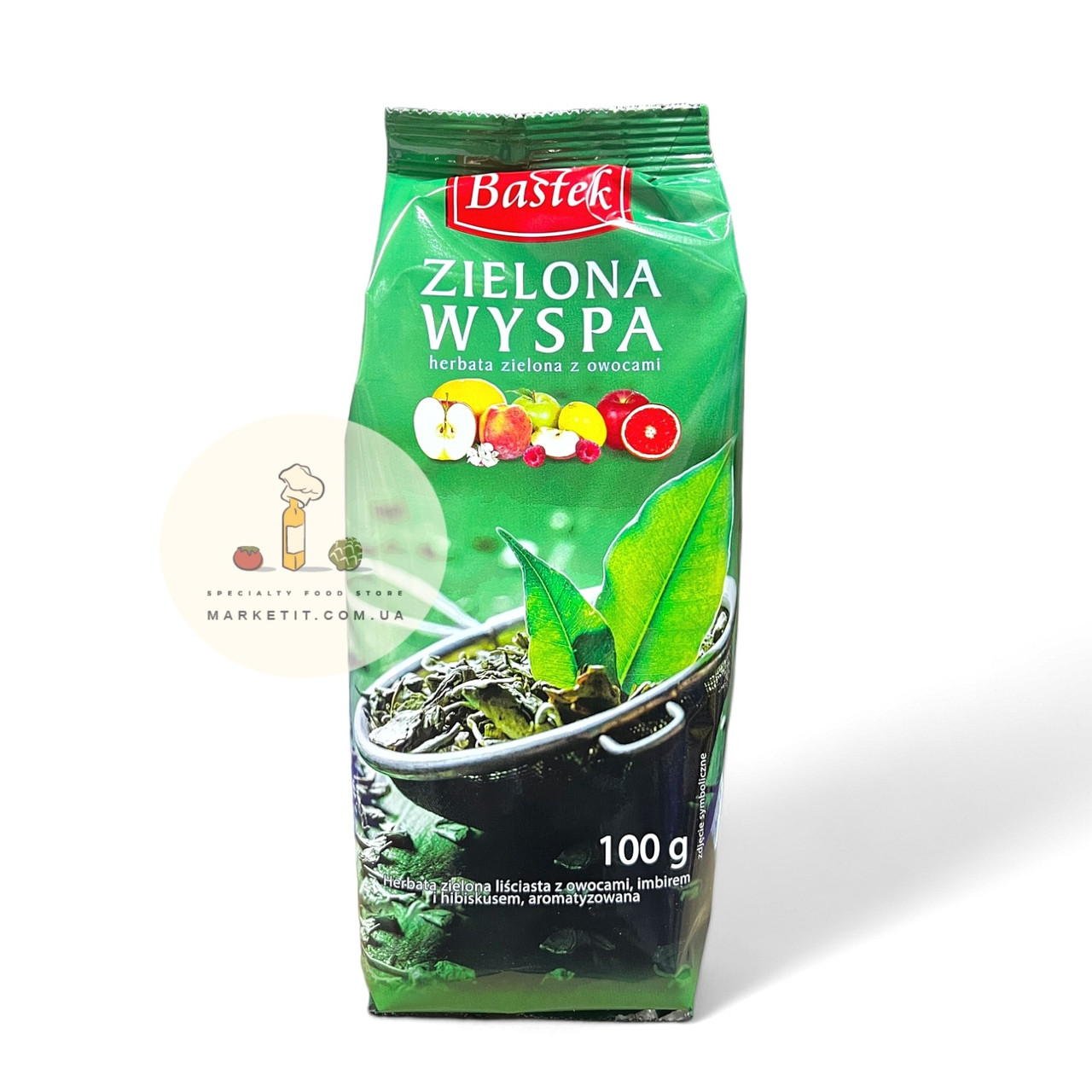 Чай зелений листовий Bastek Zielona Wyspa, з фруктами 100 г., фото 1