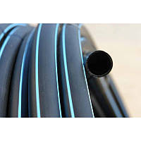 Труба поліетиленова харчова d16 мм x 1,5 мм. 6 атм (100 м) чорна із синьою смугою Stream Plastic