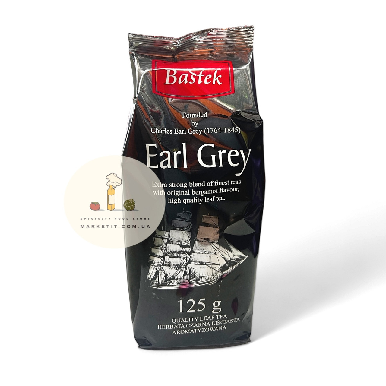 Чай чорний листовий Bastek Earl Grey, з бергамотом 125 г.