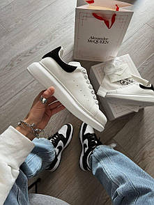 Кросівки чоловічі білі Alexander McQueen White Black Leather (03417)