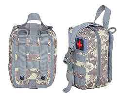 Сумка під аптечку, тактична, на липучці, швидкознімна Сірий піксель D3-MED-04.solve