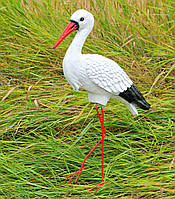 Садова фігура Лелека середній №1 на металевих лапах (70х15х42 см), лелека для саду, садово паркові скульптури лелеки