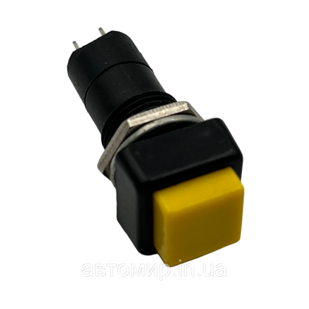 Універсальна квадратна кнопка жовтого кольору 12-220V без фіксації FL-329463, фото 1