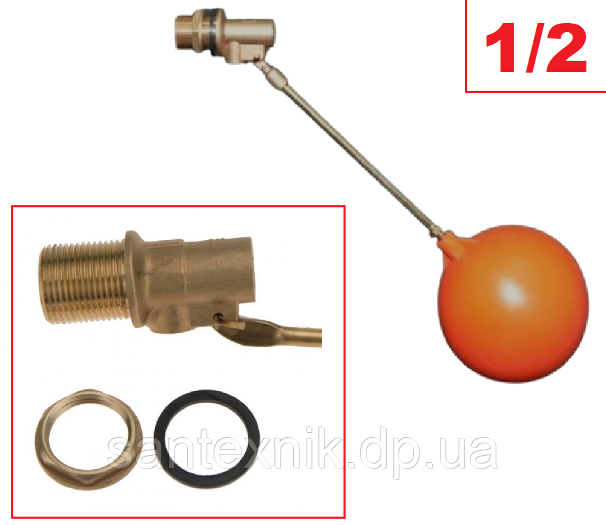 Клапан поплавковий Karro KR15021 для ємностей 1/2", фото 1