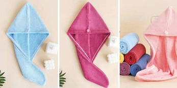 Чалма шапка рушник для сушіння волосся для сауни лазні, чалма жіноча на гудзику