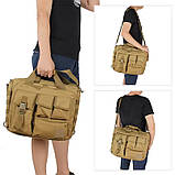 Велика дорожня тактична сумка для документів і ноутбука 15.6 MOLLE Solve Койот + шеврон в подарунок, фото 6