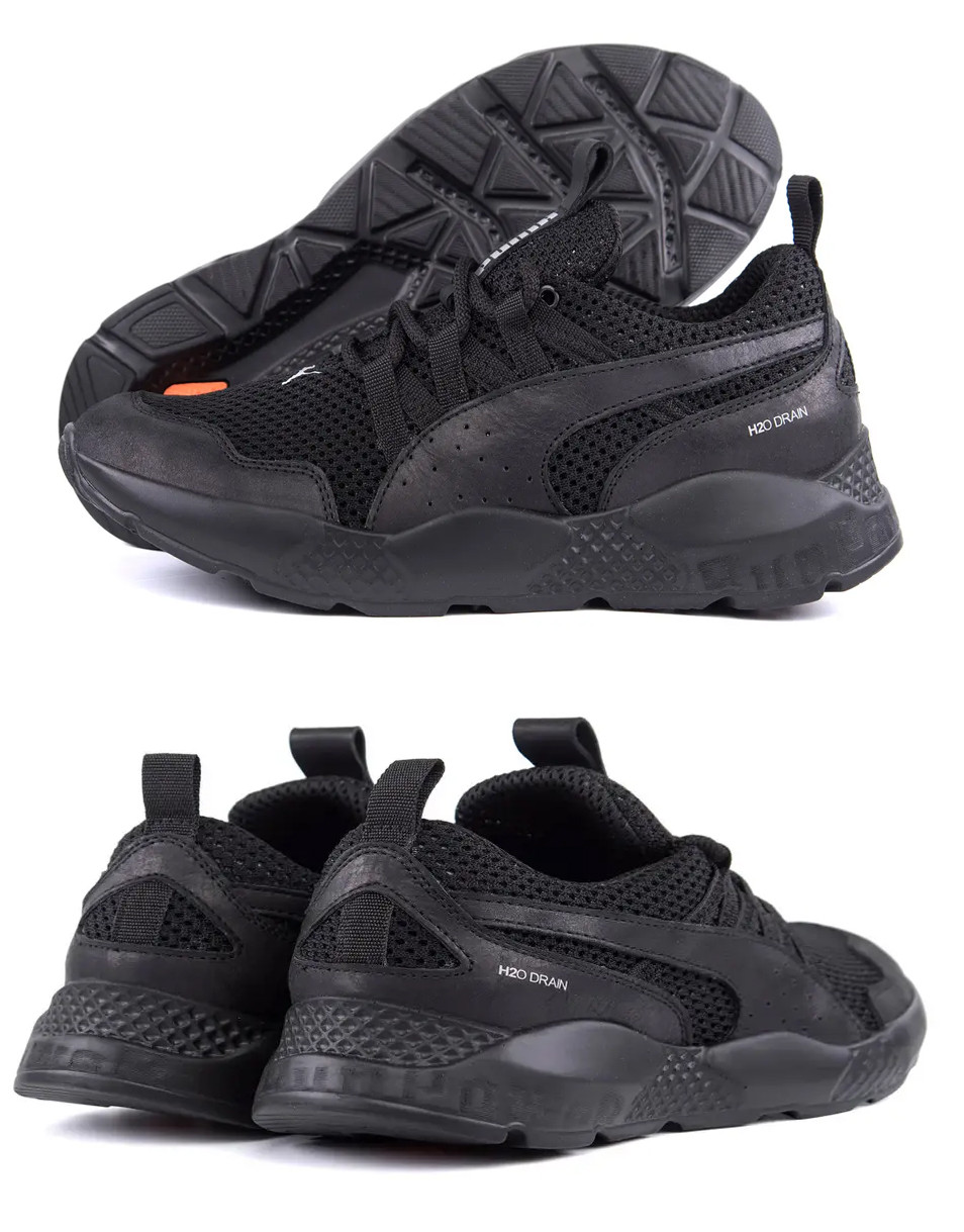 Чоловічі літні кросівки сітка Runner Black, чоловічі туфлі, кеди чорні, чоловіче взуття