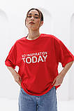 Жіноча фуболка оверсайз із принтом NO INSPIRATION TODAY, фото 2