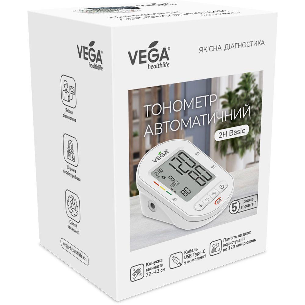 Тонометр Vega 2H Basic Type-C з манжетою LUX 22-32см на плече гарантія 5 років
