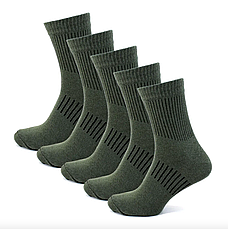 Набір зимових тактичних шкарпеток ЗСУ 5 пар 41-44 хакі/олива військові армійські махрові шкарпетки, фото 4