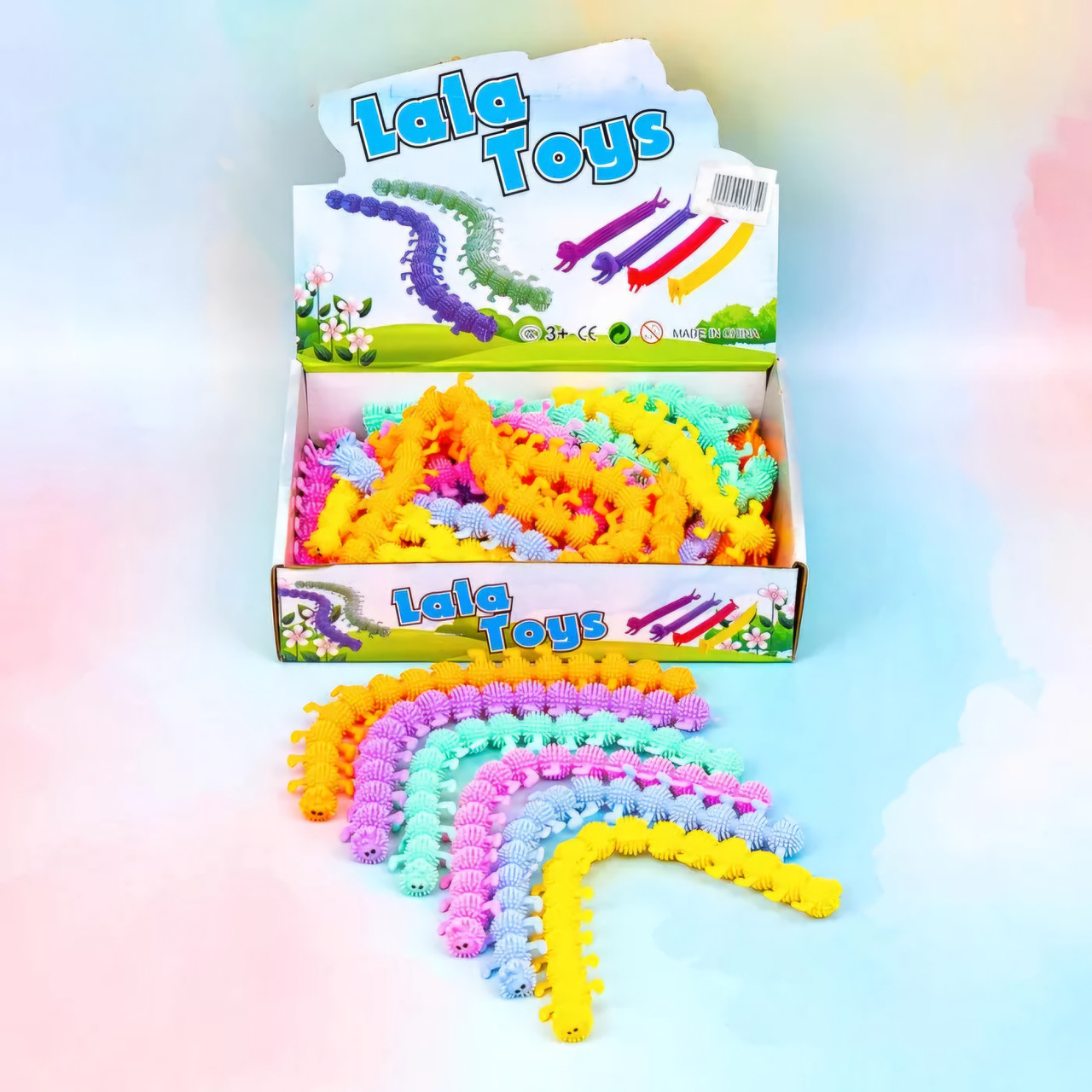 Дитяча іграшка тягучка антистрес Гусениця, 25 см 12 шт в упаковці