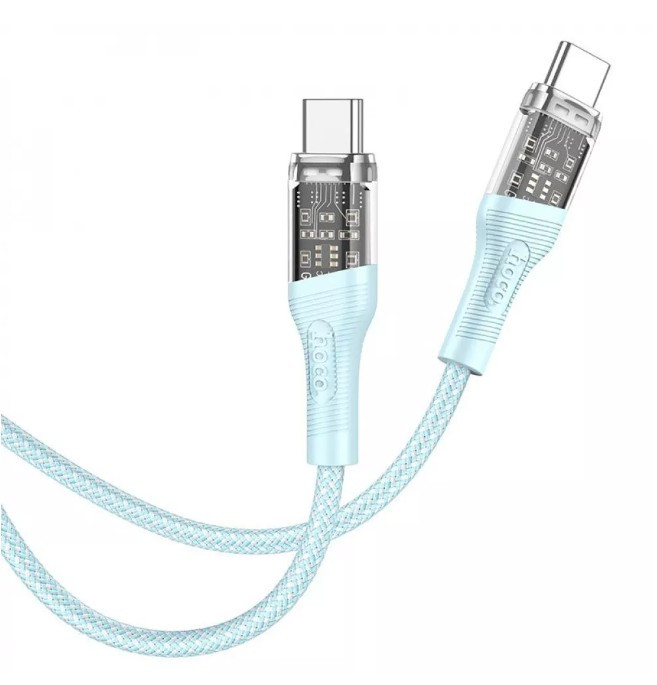 Кабель Hoco U111 Transparent Discovery 60W Type-C to Type-C ((1.2m)