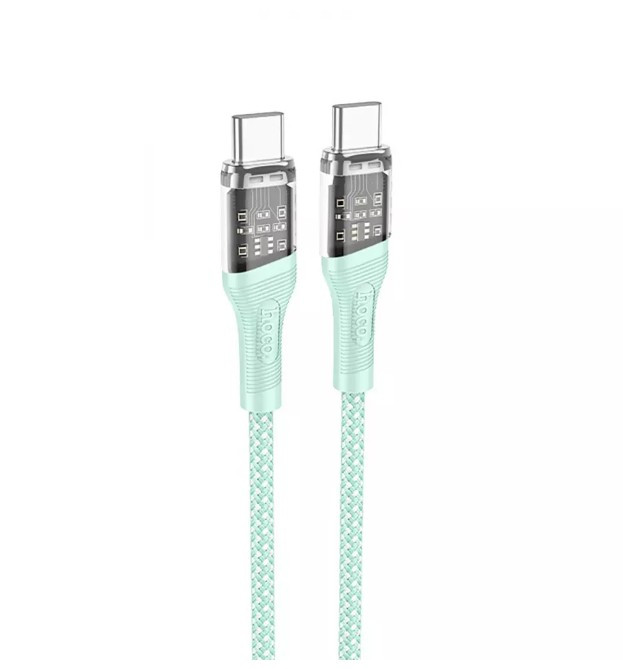 Кабель Hoco U111 Transparent Discovery 60W Type-C to Type-C ((1.2m), фото 1