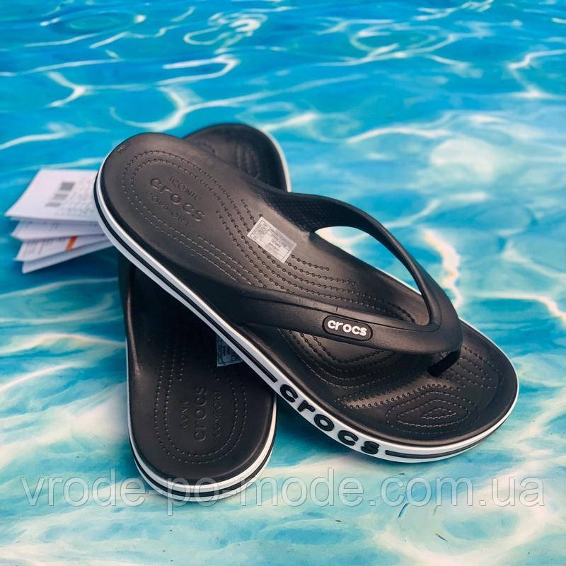 Чоловічі та підліткові літні шльопанці Crocs Bayaband Flip, сланці оригінал, комфортні в'єтнамки чорні