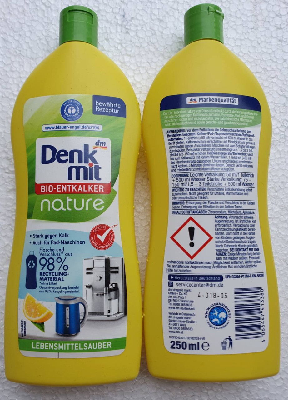Засіб для очищення чайників і кавоварок від накипу Denkmit Entkalker Lebensmittelsauber, 250 мл