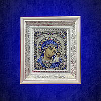 Вишита ікона "Богородиця Казанська" у сріблі з перлами та камінням