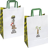 Пакет подарунковий крафт 25х15х34 см Say no to war