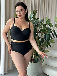 Роздільний чорний купальник з топом великих розмірів 4XL