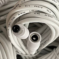 Універсальний кабель подовжувач живлення 12 V білий white 10 метрів 12 В 5.5×2.1mm, фото 3