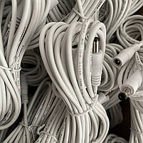 Універсальний кабель подовжувач живлення 12 V білий white 10 метрів 12 В 5.5×2.1mm, фото 9