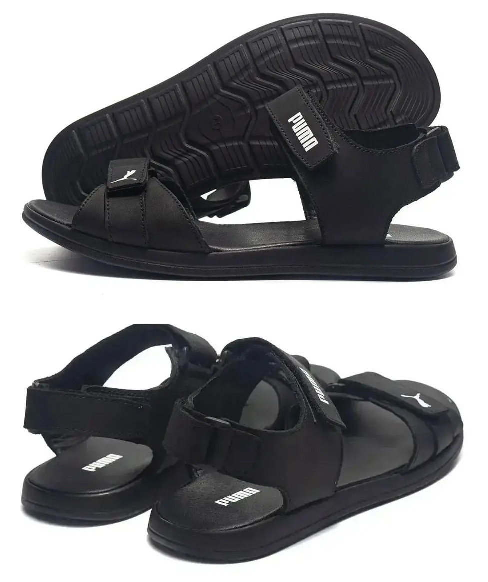 Чоловічі шкіряні сандалі NS White , Чоловічі сандалі / шльопанці босоніжки Пума чорні. Чоловіче літнє взуття, фото 1
