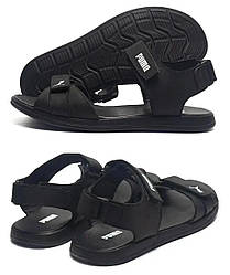 Чоловічі шкіряні сандалі NS White , Чоловічі сандалі / шльопанці босоніжки Пума чорні. Чоловіче літнє взуття