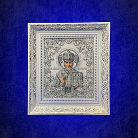 Вишита ікона "Святий Миколай" у кришталі