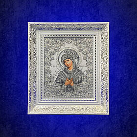 Вишита ікона "Семистрельна Ікона Божої Матері" в кришталі