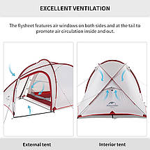 Надлегкий тримісний намет з футпринтом Naturehike Hiby NH19ZP005 (Grey/Red), фото 5
