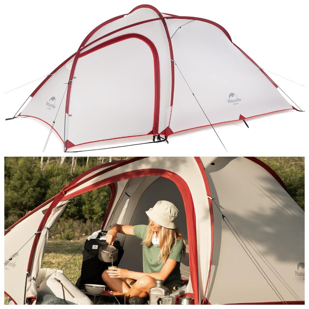 Надлегкий тримісний намет з футпринтом Naturehike Hiby NH19ZP005 (Grey/Red)