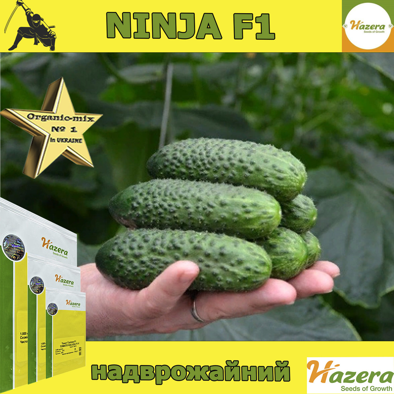 Огірок тепличний НІНДЗЯ F1 / NINJA F1, ТМ Hazera (Голландія), фото 1