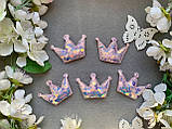 Аплікація "Корона паєтка", 3.8 х 5.5 см, 20 шт./пач., рожевий перламутр кольору, фото 2