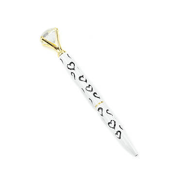 Кулькова ручка з діамантом біла з золотом RYH034