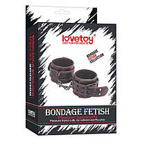 Наручники БДСМ Lovetoy Bondage Fetish Pleasure Handcuffs екошкіра з металевим ланцюжком чорні, фото 2