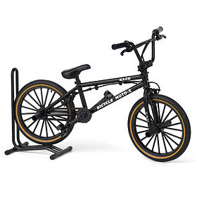 Велосипед пальчиковий Фінгербайк BMX металевий Fingerbike Гумові колеса 1:8 Розмір 18 см Чорний